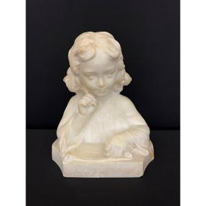 Antique White Marble Sculpture – T. Cipriani, 19th Century – Allegory Of Scripture