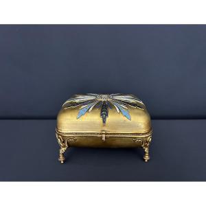 Antique Jewelry Box Made Of Gilded Metal And Polychrome Enamel – Napoleon III Style