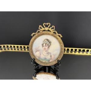 Painted Miniature Depicting Caroline Murat, Louis XVI Style