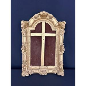 Antique Carved And Gilded Wooden Frame With Floral Decoration