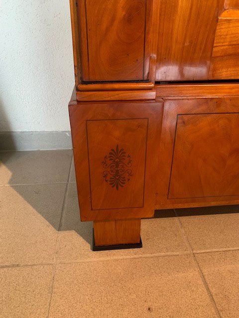 Armoire à cerises Biedermeier avec peinture au noir émail-photo-3