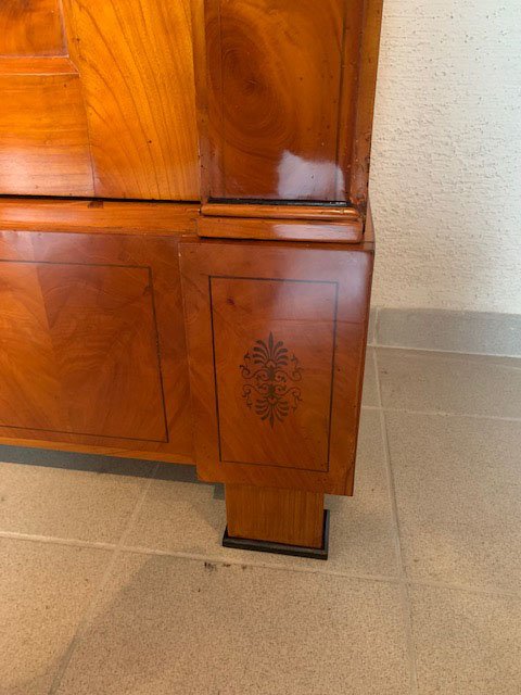 Armoire à cerises Biedermeier avec peinture au noir émail-photo-5