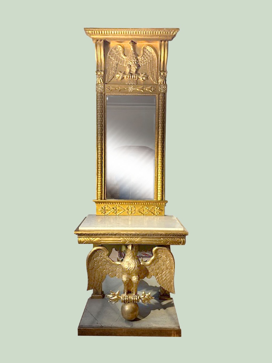Console Empire avec miroir, 1800-1810