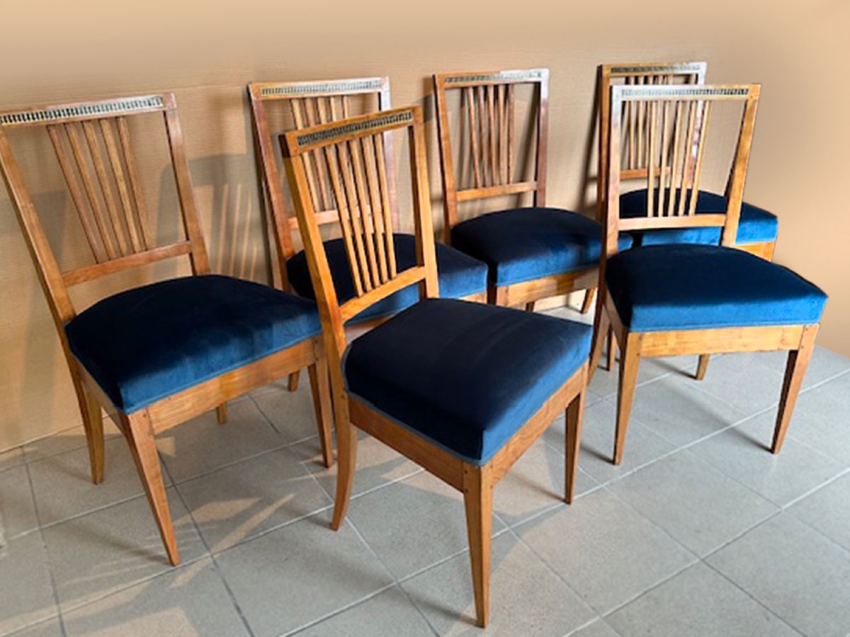 A Very Beautiful Set Of 6 Cherry Wood Chairs.-photo-2