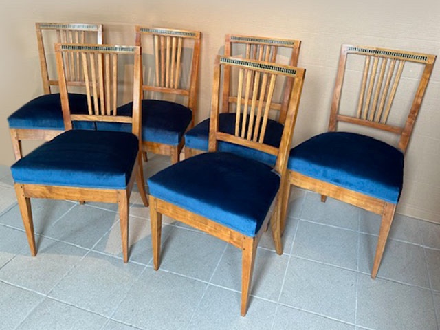 A Very Beautiful Set Of 6 Cherry Wood Chairs.-photo-3