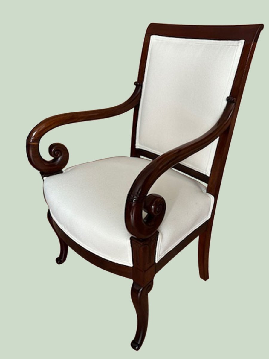 Biedermeier Armchair, Made Of Solid Walnut