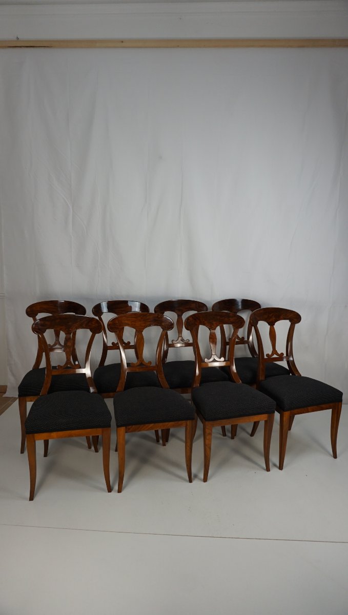 Ensemble de 8 chaises à pelle vers 1820-photo-6