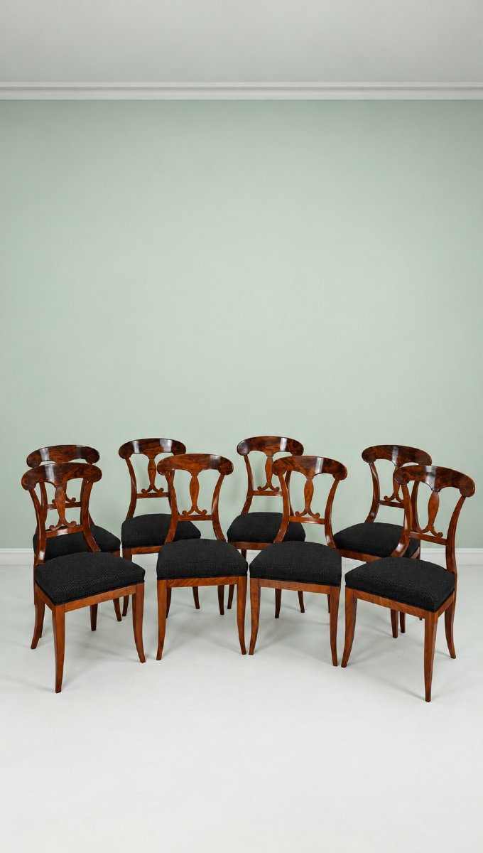 Ensemble de 8 chaises à pelle vers 1820