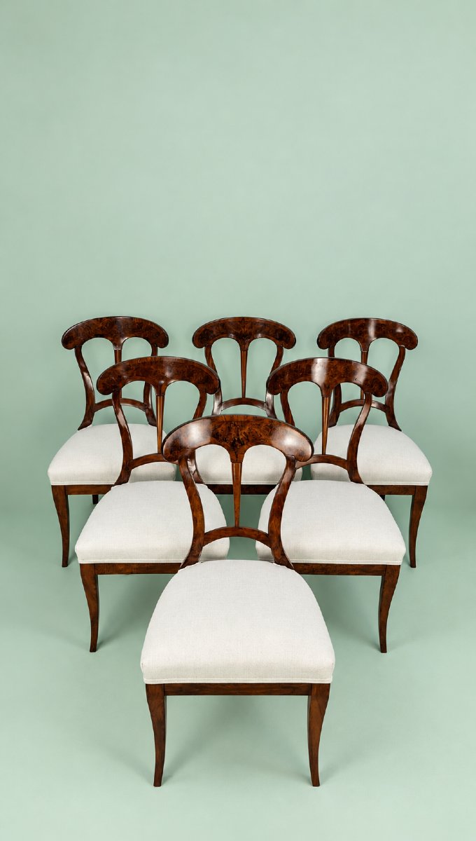 Lot de 6 chaises Biedermeier à pelle