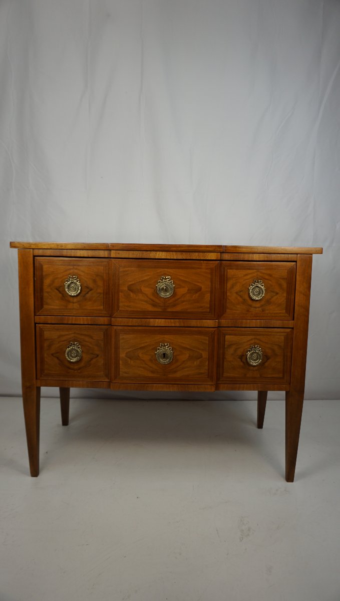 Commode Louis XVI, placage en noyer-photo-2