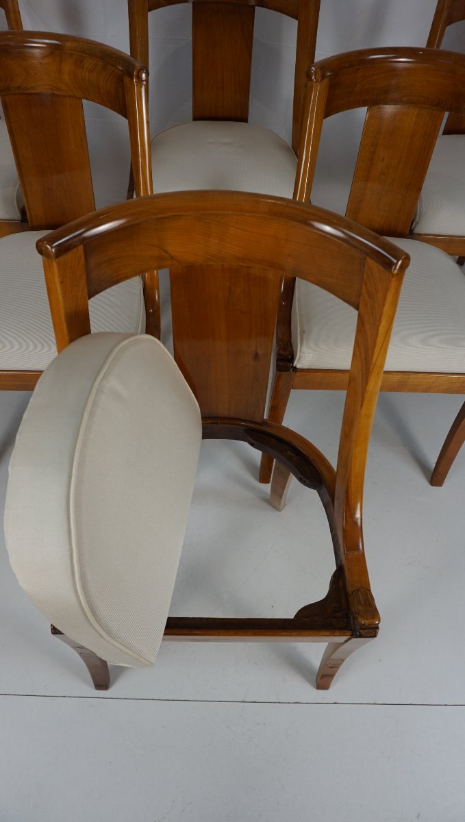 Ensemble rare de 6 fauteuils à bascule en cerisier-photo-3