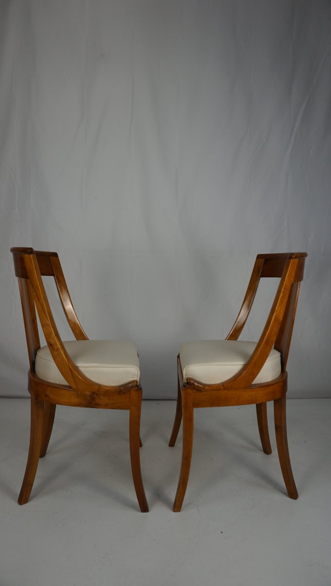 Ensemble rare de 6 fauteuils à bascule en cerisier-photo-4