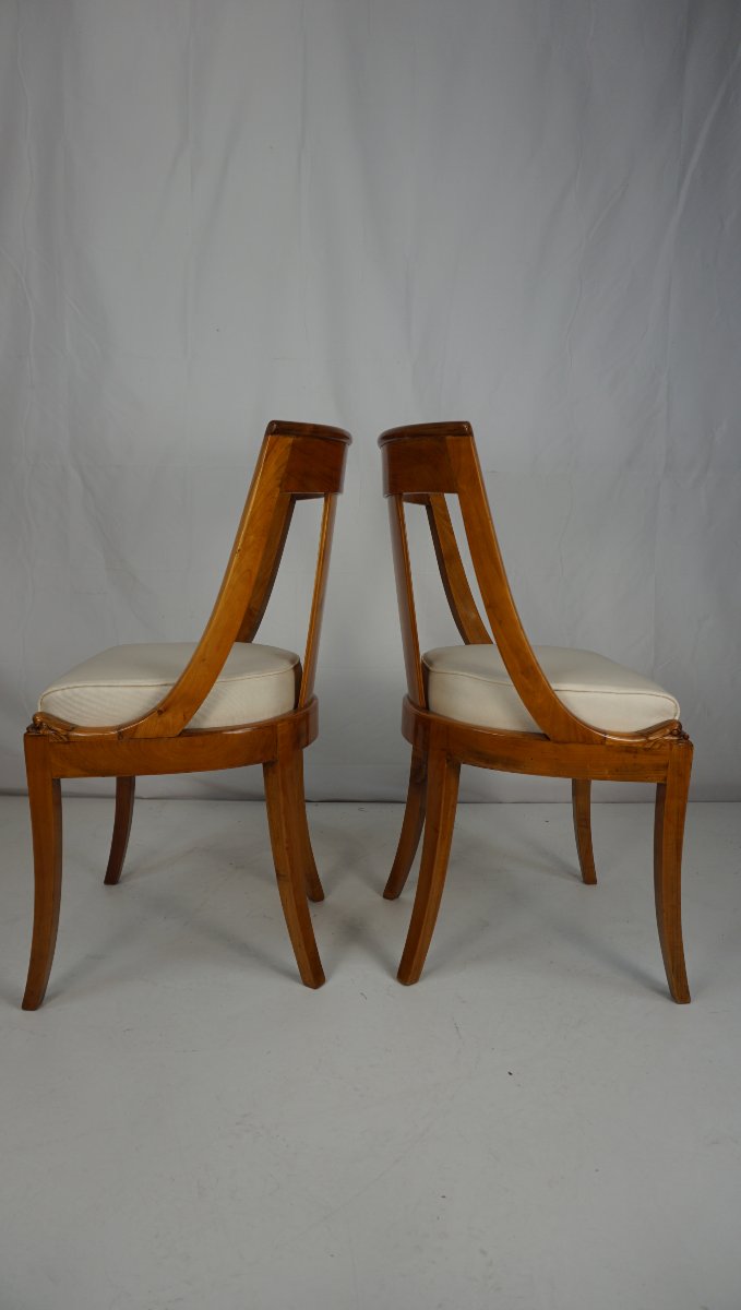 Ensemble rare de 6 fauteuils à bascule en cerisier-photo-1