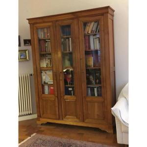 Vitrine à livres en bois massif de cerisier