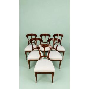 Lot de 6 chaises Biedermeier à pelle