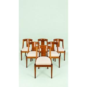 A Rare Set Of 6 Cherry Wood Rocking Chairs