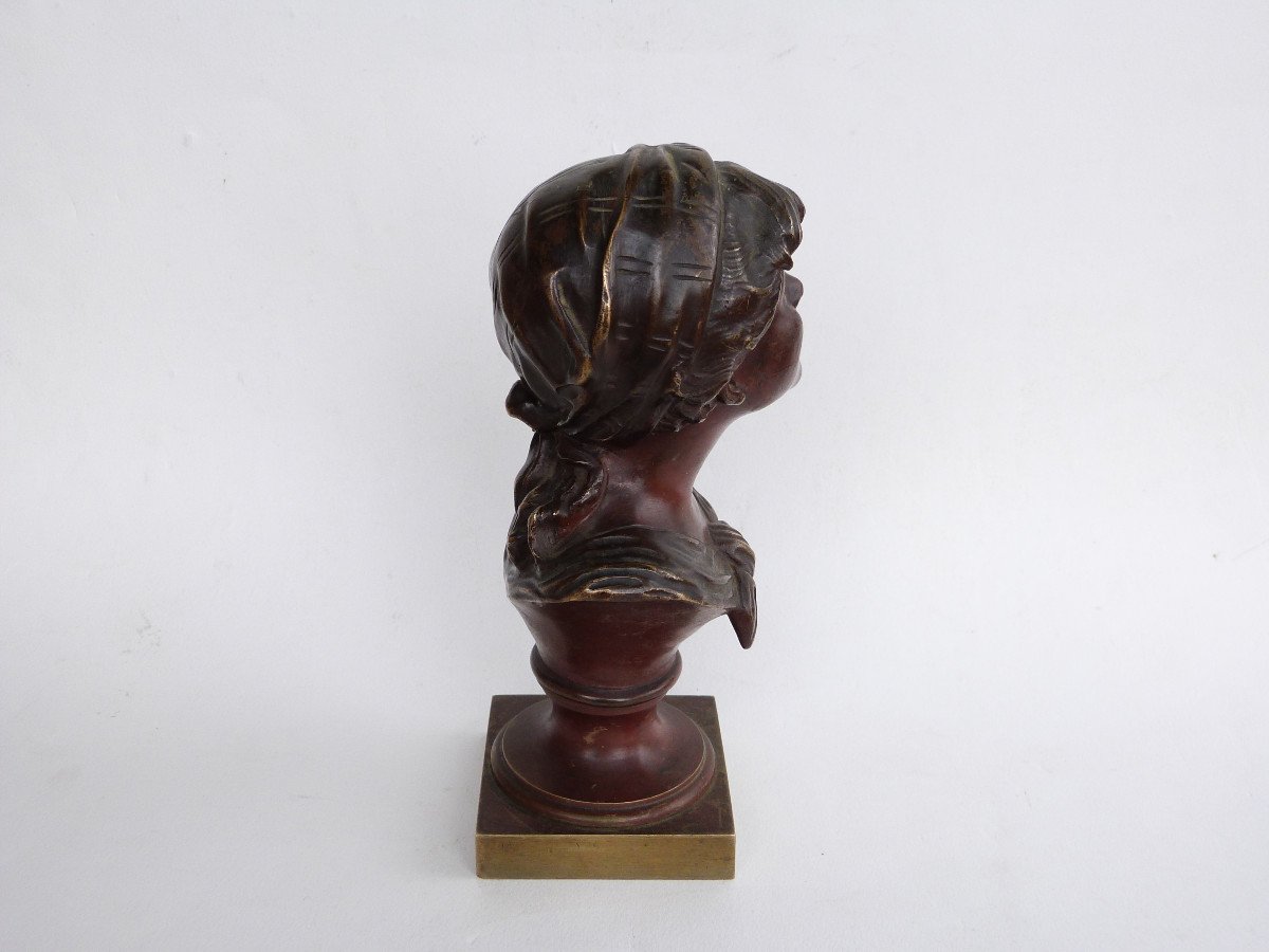 Sculpture En Bronze d'Après A Moreau Buste De Jeune Fille " Fadette " Personnage Georges Sand -photo-4