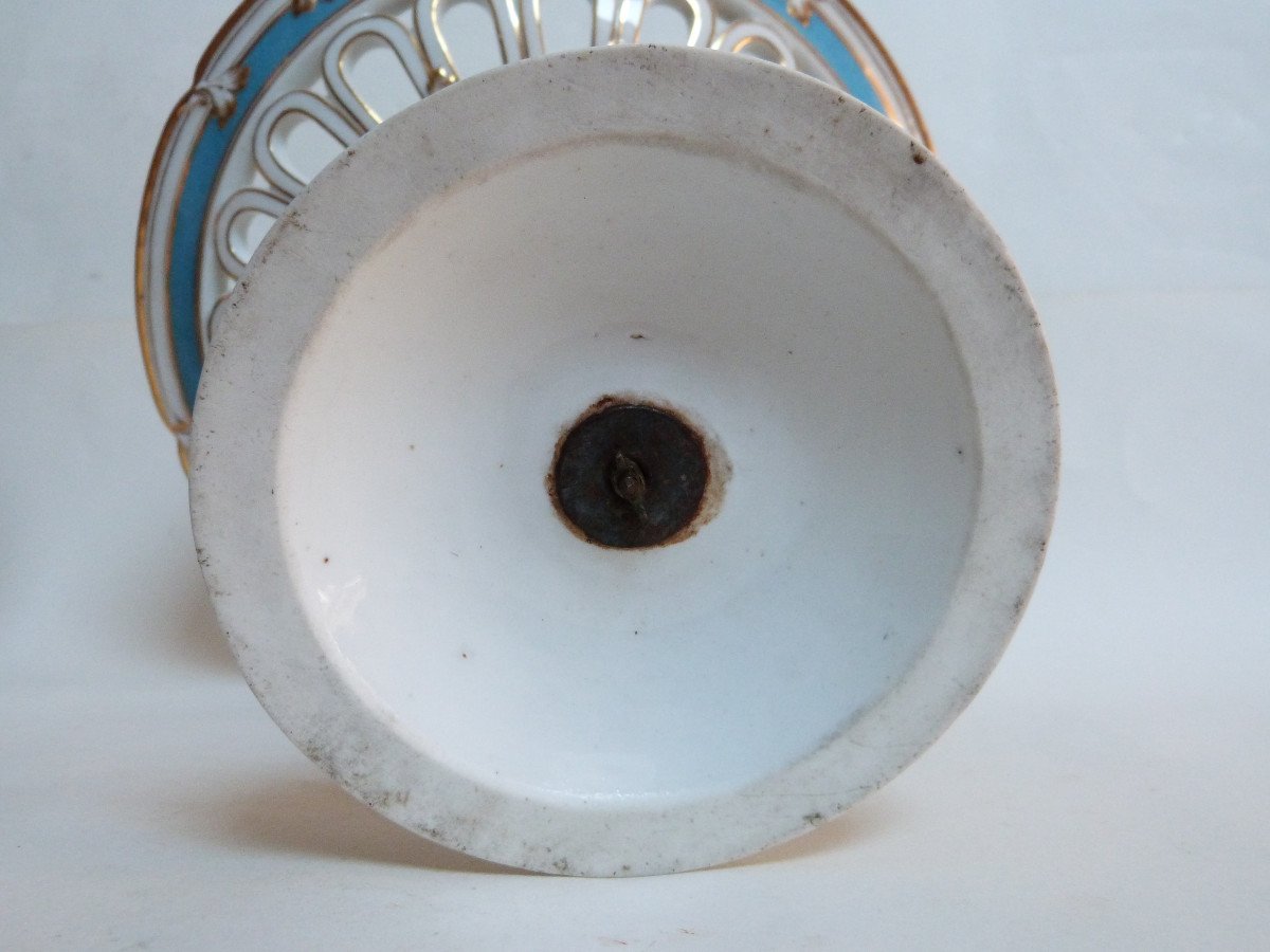 Rare Paire De Coupes Porcelaine De Paris Eugène Rousseau Bleu Céleste Et Or -photo-6