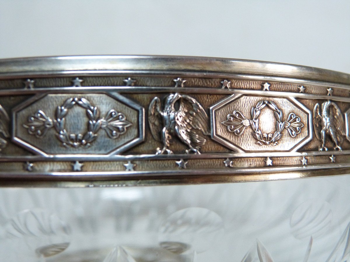 Paire De Coupes En Cristal Et Argent Massif Style Empire Forgelot Orfèvre-photo-6