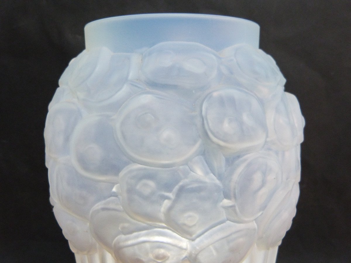 Vase Art Déco Edmond Etling Opalescent Modèle Monnaie Du Pape -photo-2