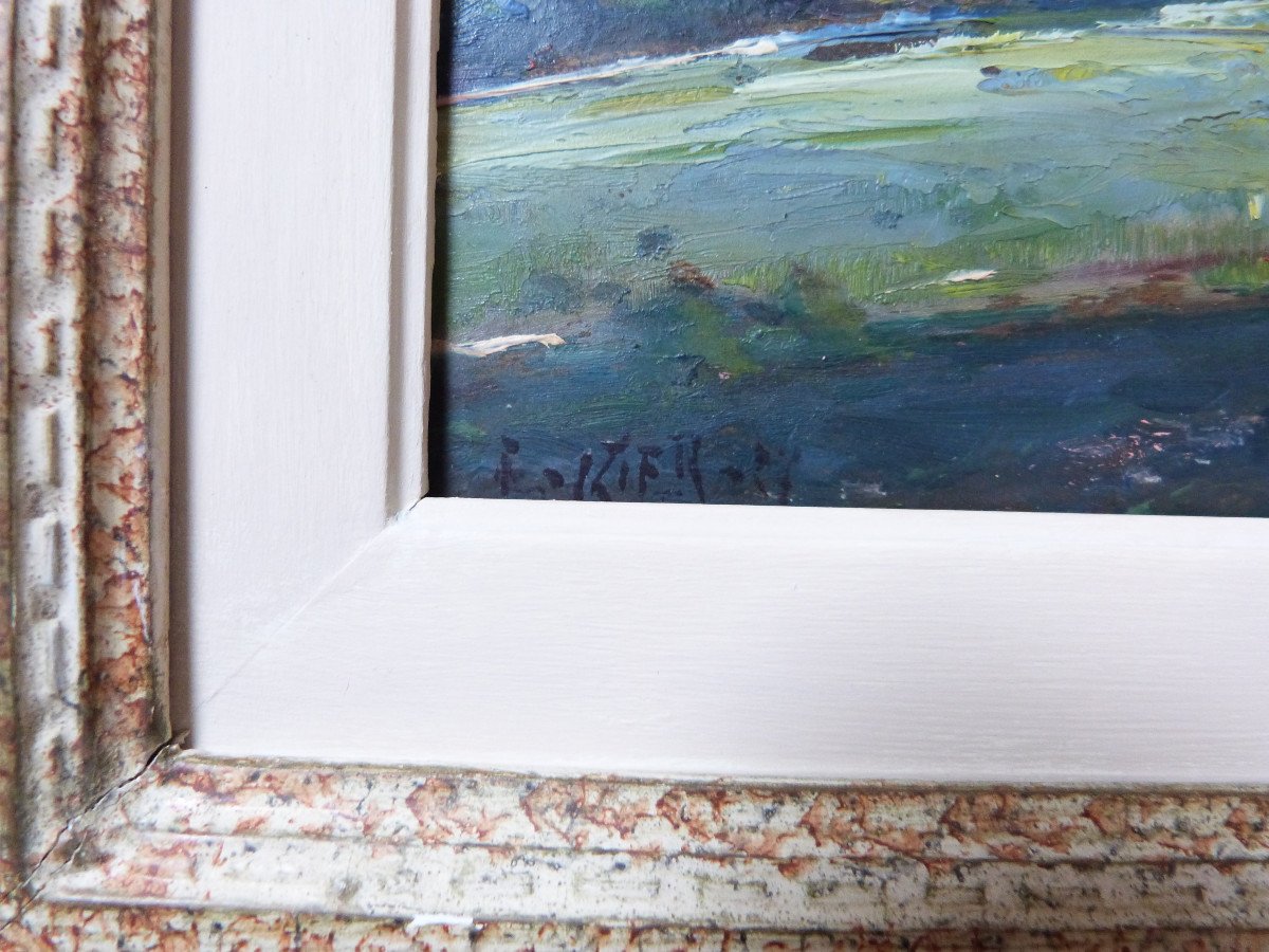 Jules Izier Oil On Panel Landscape Vercors Petits Goulets Frame Montparnasse -photo-1