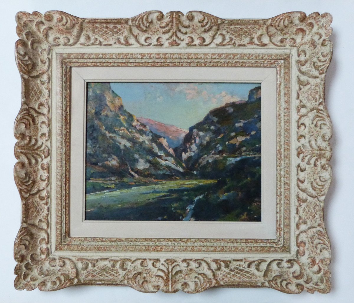 Jules Izier Oil On Panel Landscape Vercors Petits Goulets Frame Montparnasse 