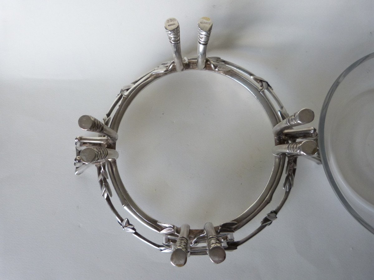 Coupe Japonisante En Bronze Argenté Christofle Bambou -photo-5