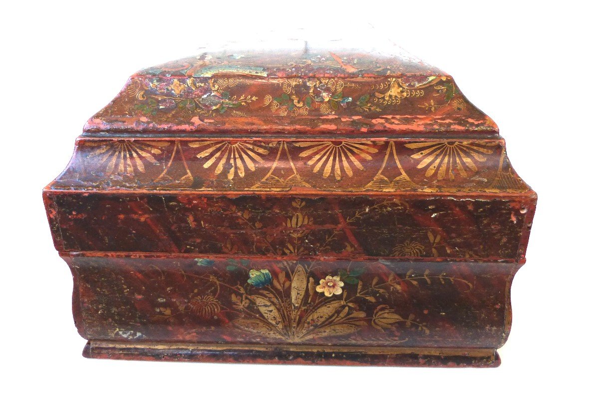 Boite à Perruque d'époque Louis XV Vernis Martin Décor Au Chinois XVIIIeme Siècle-photo-3