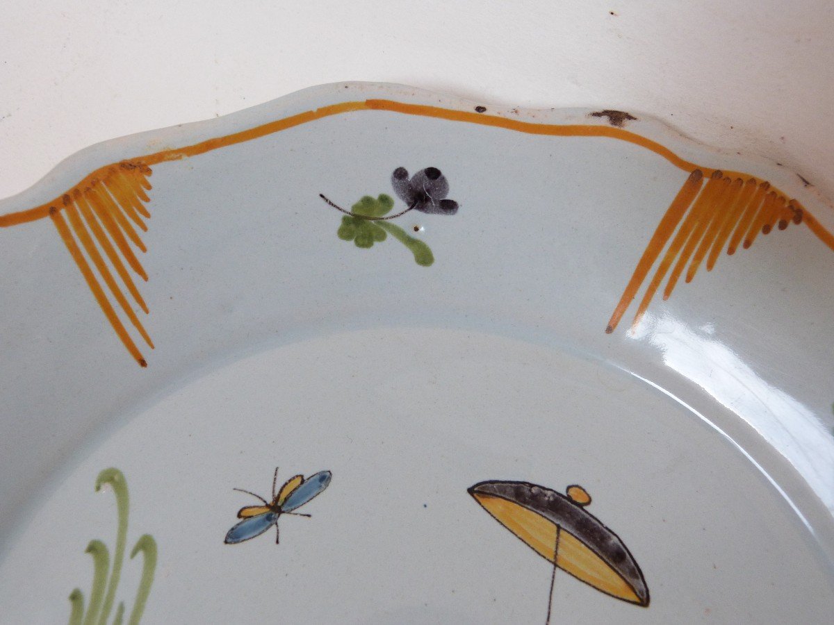 Nevers Earthenware Plate Signed 18th Century Chinese Decor-photo-4