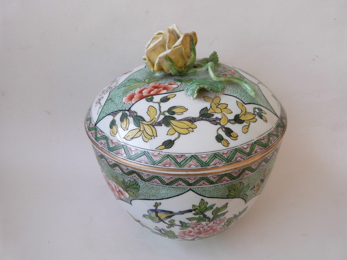 Large Chinese Style Porcelain Covered Pot Samson 19th Century-photo-3