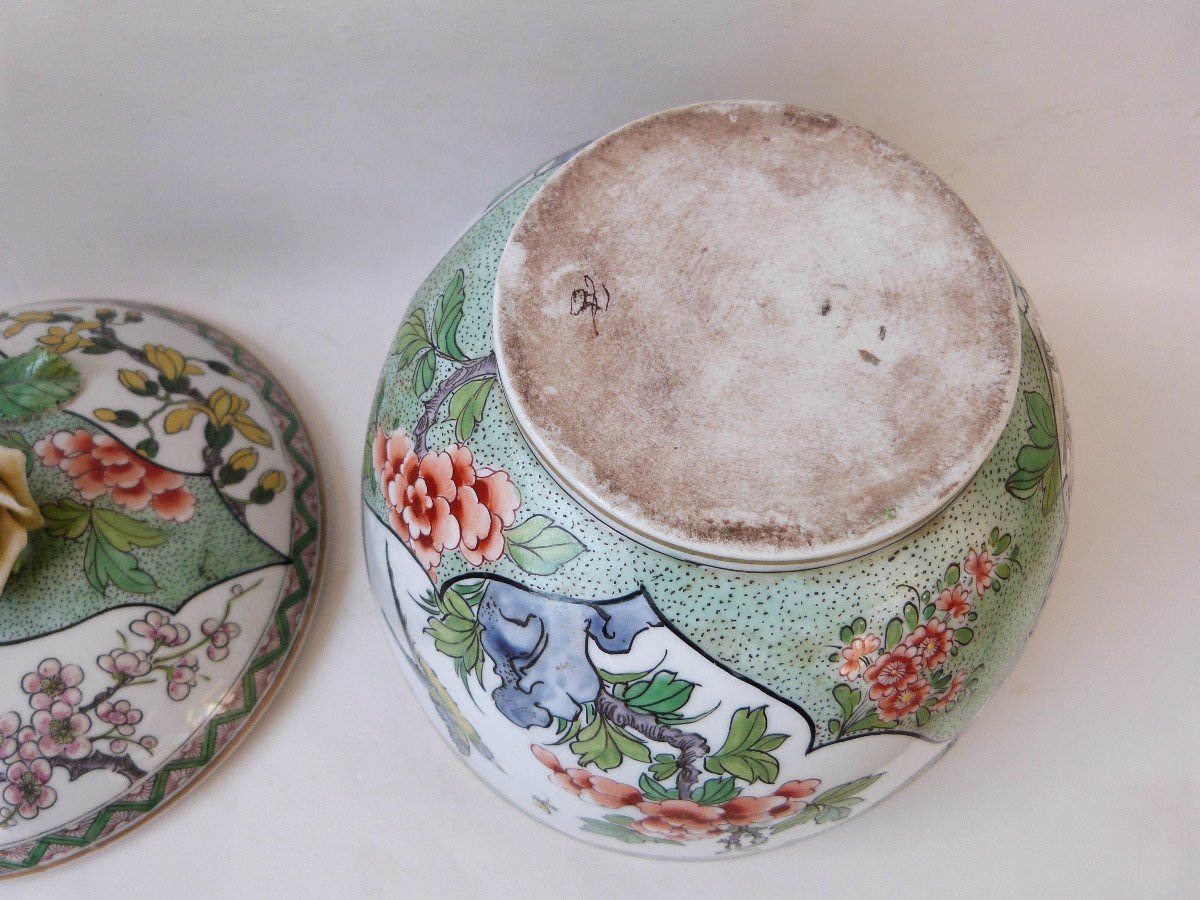 Large Chinese Style Porcelain Covered Pot Samson 19th Century-photo-7
