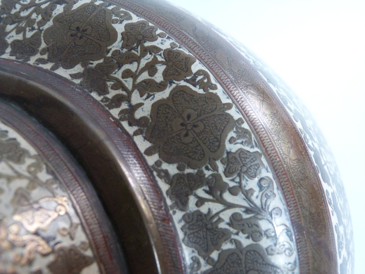 Inde XIX Eme Vase Pot Couvert En Bronze et Email -photo-2
