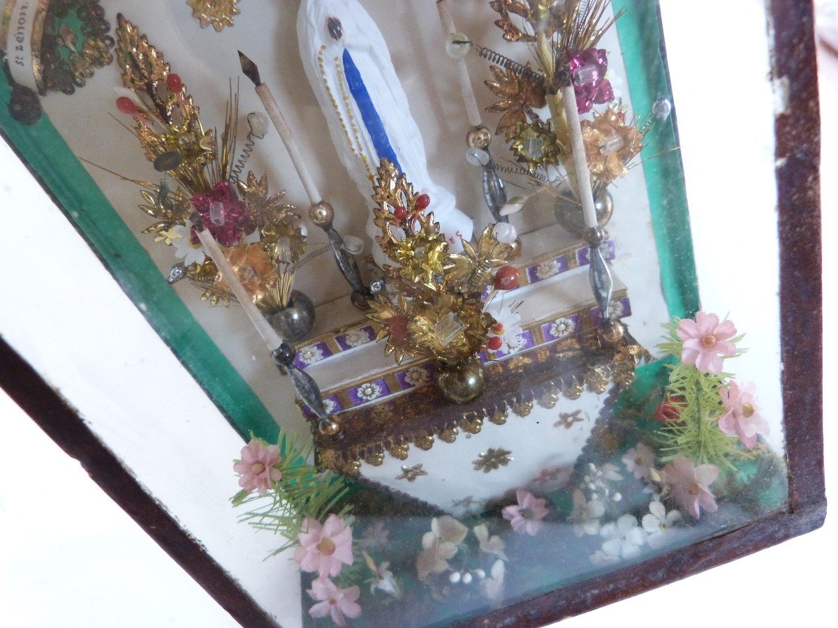 Reliquaire Autel Chapelle Miniature Travail Conventuel Vierge Marie  XIXeme -photo-3