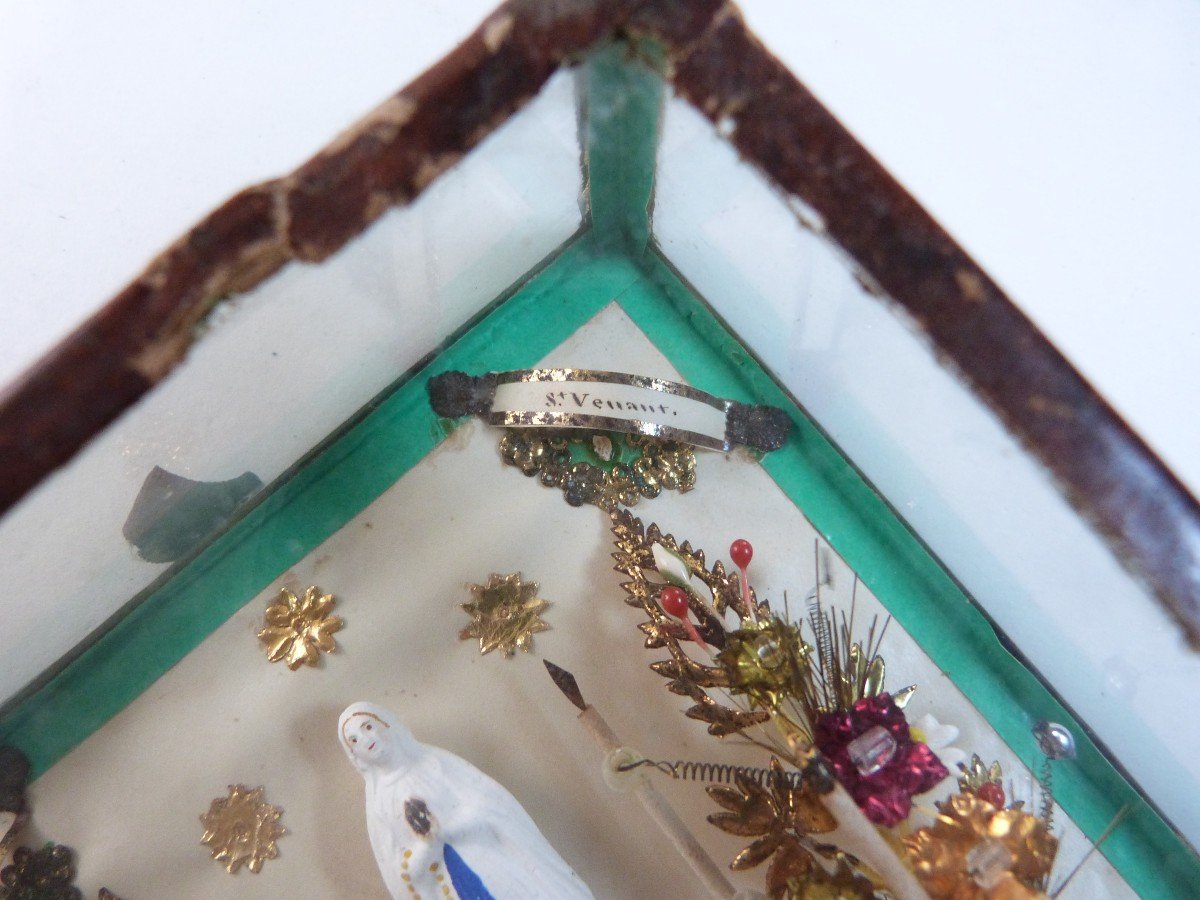 Reliquaire Autel Chapelle Miniature Travail Conventuel Vierge Marie  XIXeme -photo-1