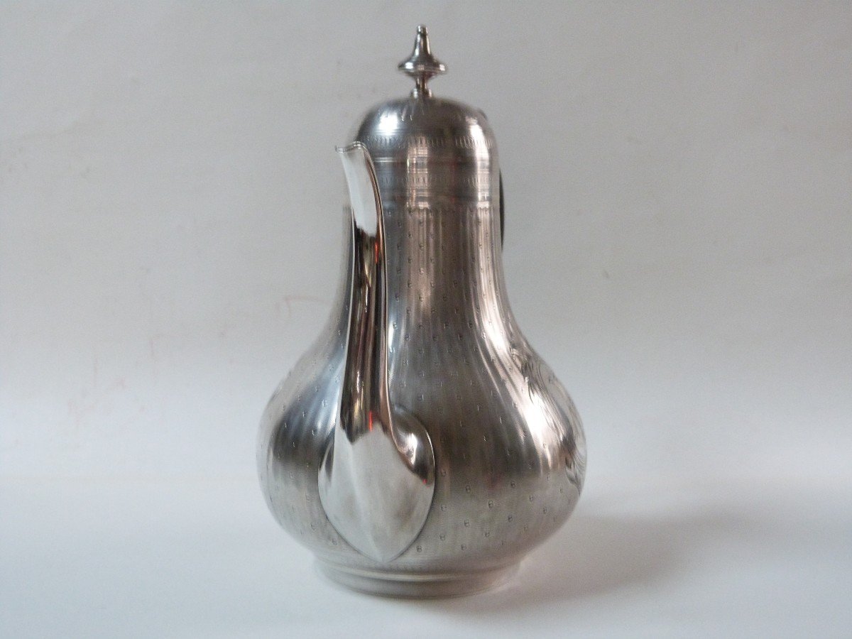 Hugo Orfèvre Argent Massif  Verseuse Cafetière Piriforme Orientaliste-photo-2