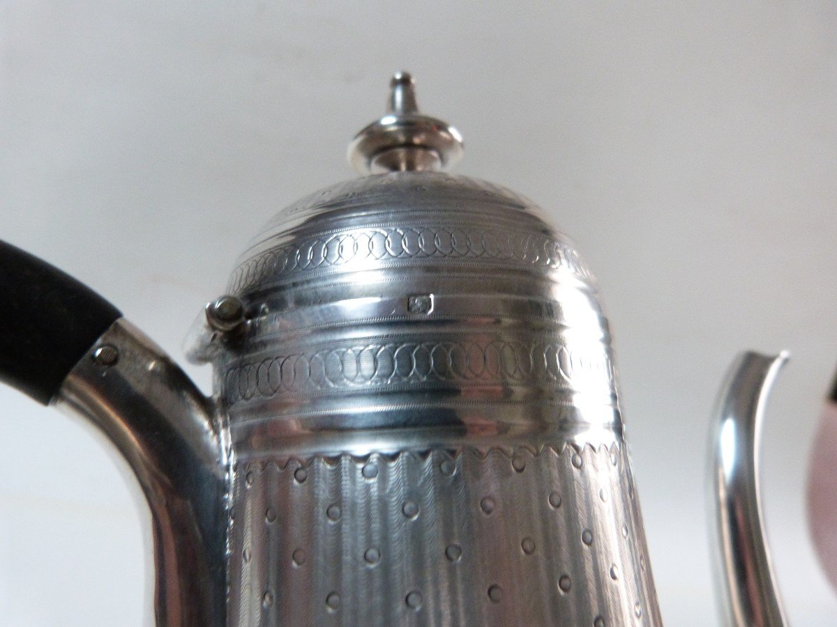 Hugo Goldsmith Sterling Silver Jug Coffee Pot Piriform Orientalist-photo-3