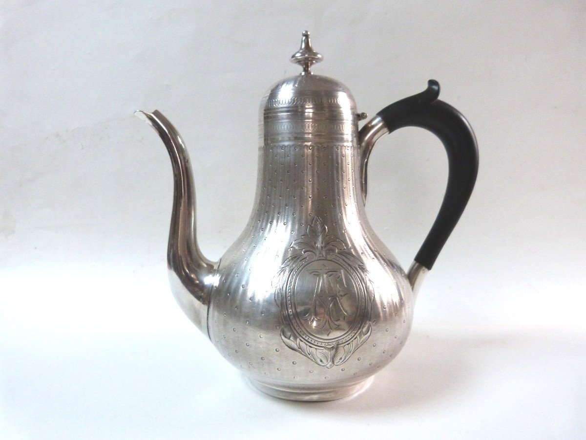 Hugo Orfèvre Argent Massif  Verseuse Cafetière Piriforme Orientaliste