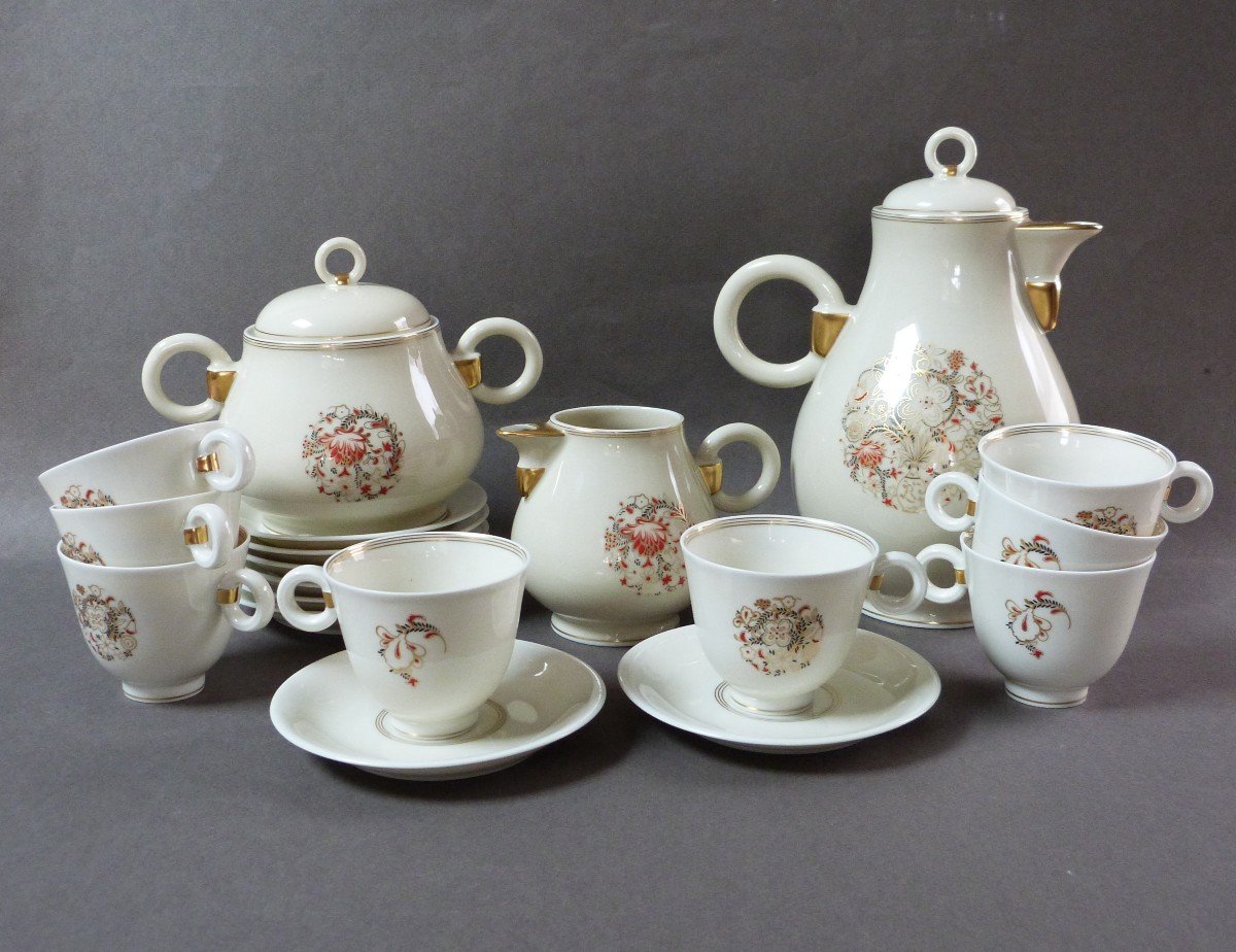 Art Deco Porcelain Coffee Service Model Rulhmann Vignau Limoges