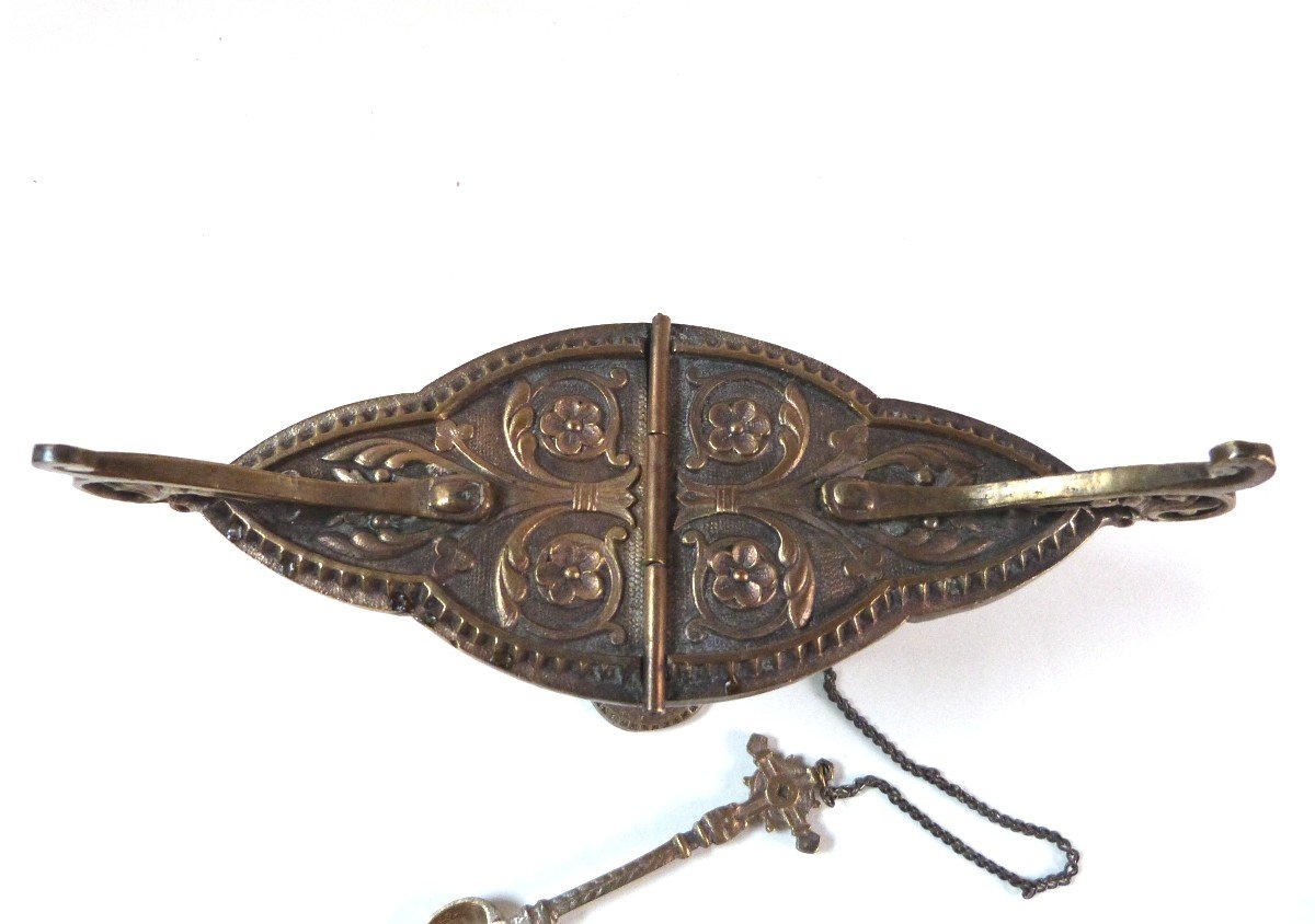 Viollet Le Duc Neo Gothic Bronze Incense Shuttle 19th Century-photo-3