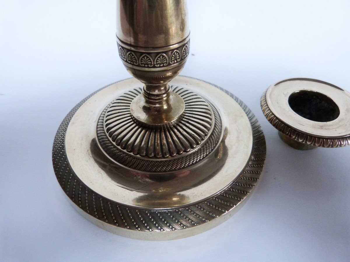 Claude Galle Attributed To A Pair Of Bronze Flambeau Candlesticks From The Empire Period-photo-1