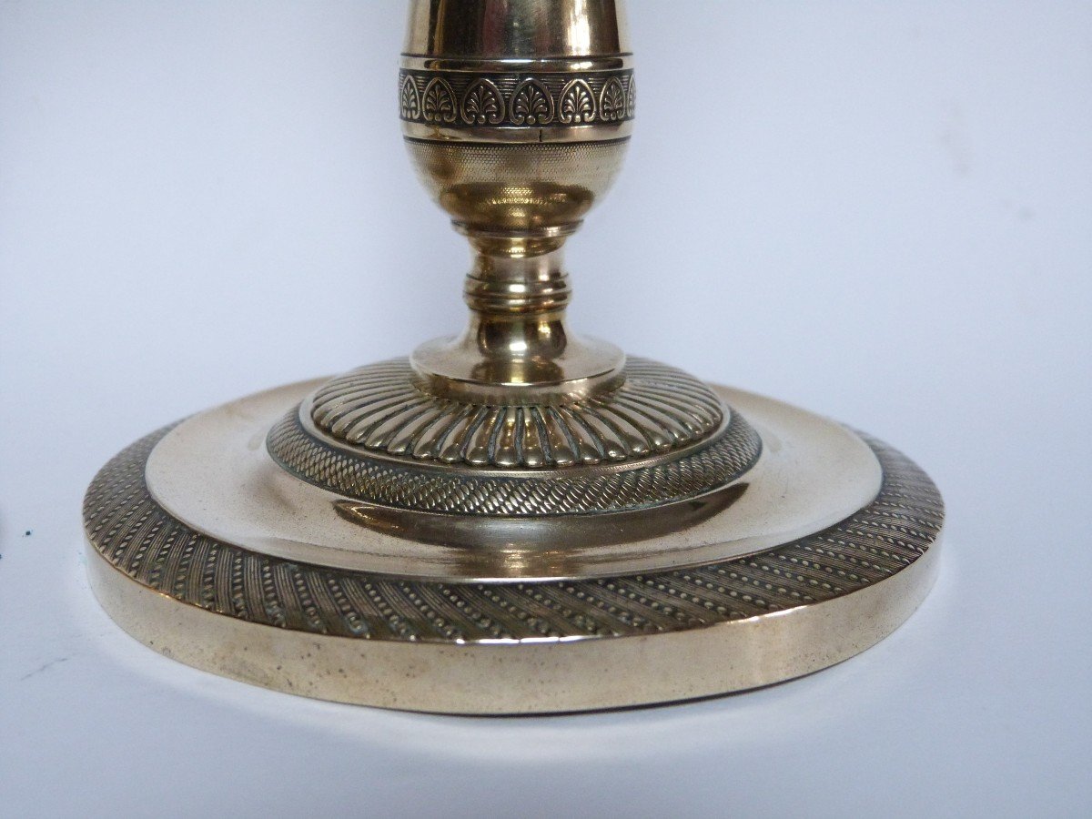 Claude Galle Attributed To A Pair Of Bronze Flambeau Candlesticks From The Empire Period-photo-4