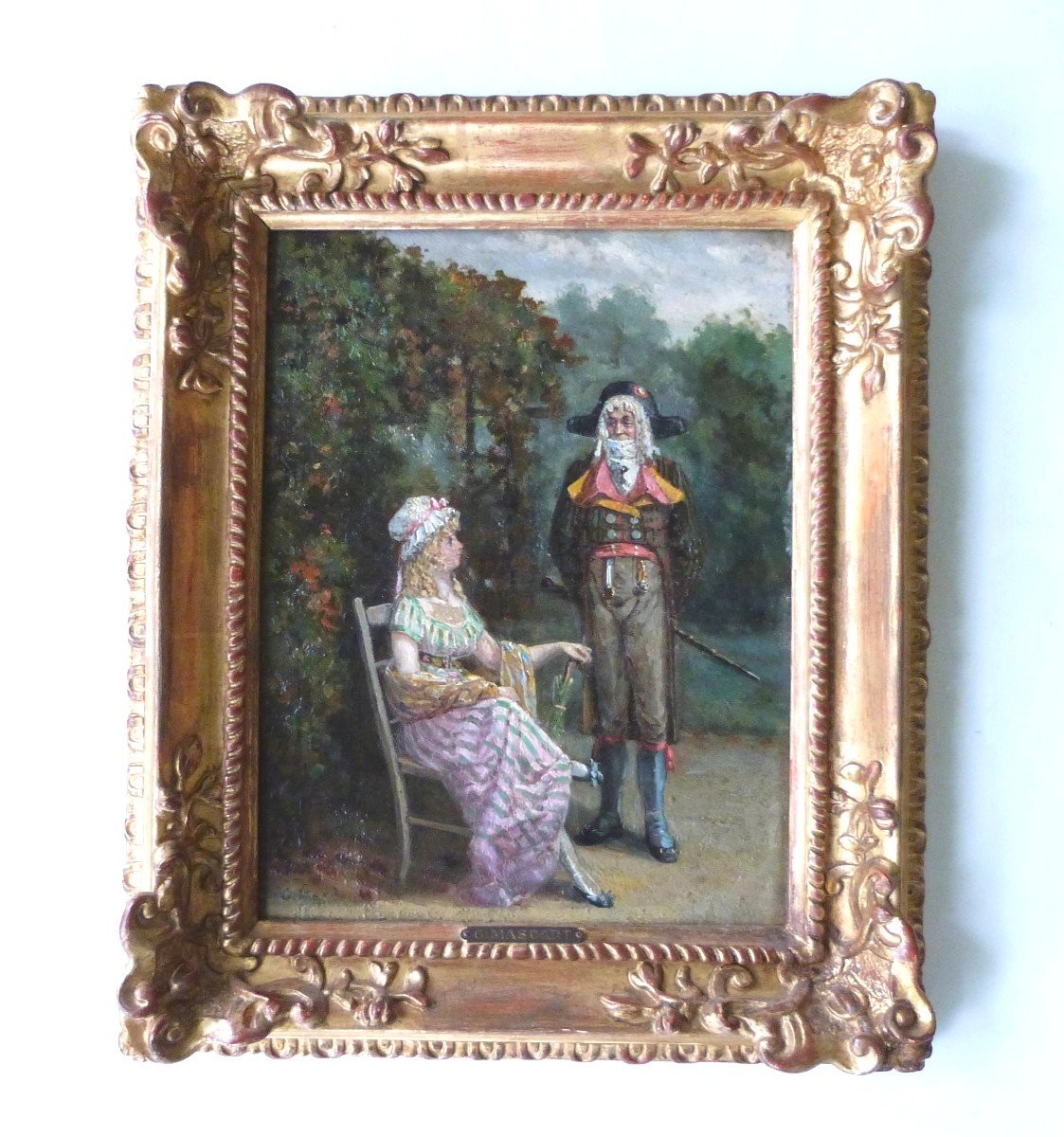 Gustave Mascart (1834-1914) Huile Sur Panneau Couple d'Incroyables 