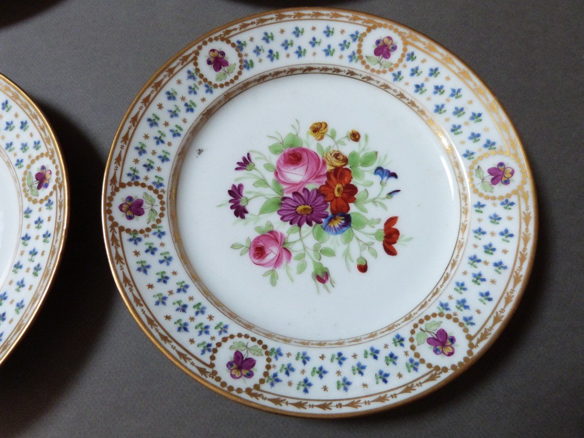 Set Of Porcelain Plates 18th Century Paris Rue Thiroux Guy Housel Manufacture De La Reine-photo-2