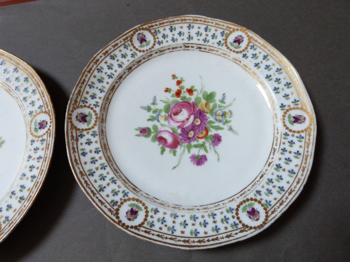 Set Of Porcelain Plates 18th Century Paris Rue Thiroux Guy Housel Manufacture De La Reine-photo-3