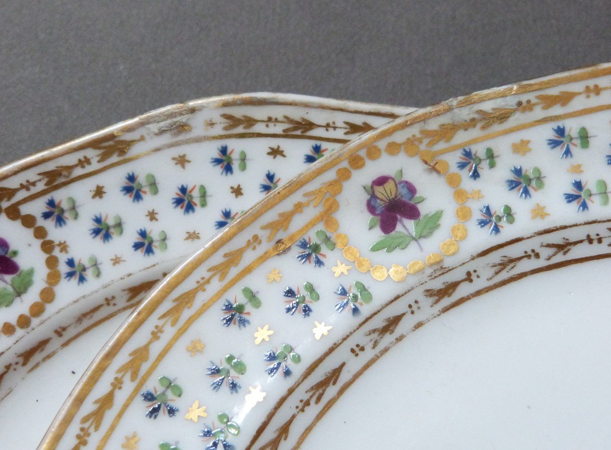 Set Of Porcelain Plates 18th Century Paris Rue Thiroux Guy Housel Manufacture De La Reine-photo-2
