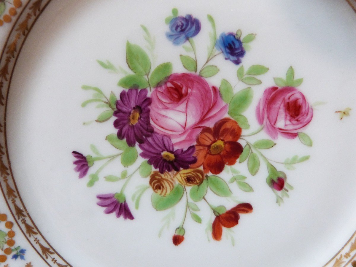 Set Of Porcelain Plates 18th Century Paris Rue Thiroux Guy Housel Manufacture De La Reine-photo-3