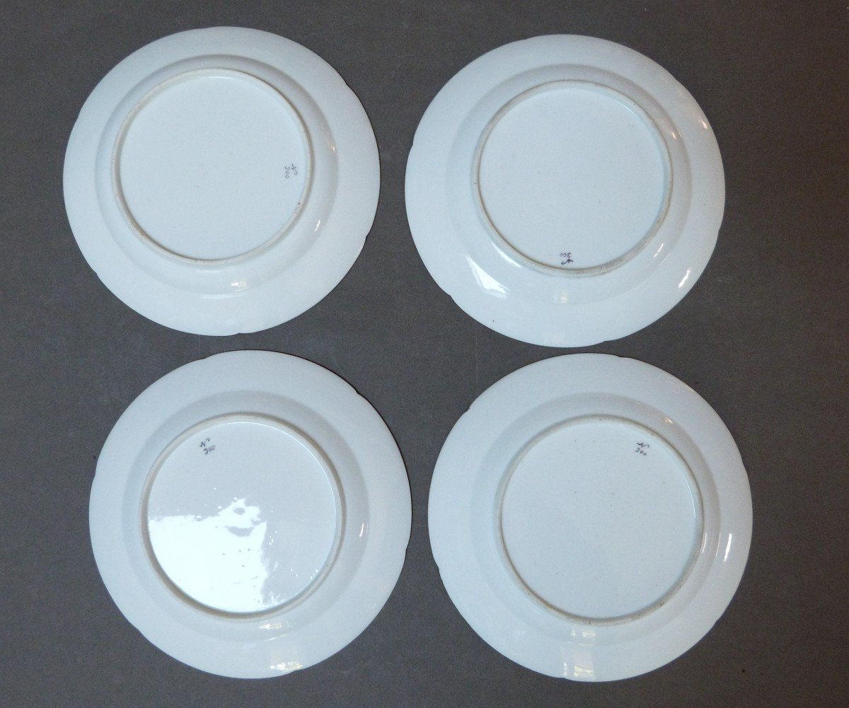 Set Of 18th Century Paris Porcelain Plates With Barbeaux Decor (clignancourt)-photo-1