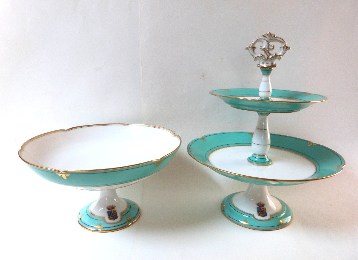 Paris Porcelain Dessert Service With Castelnau Family Coat Of Arms -photo-3
