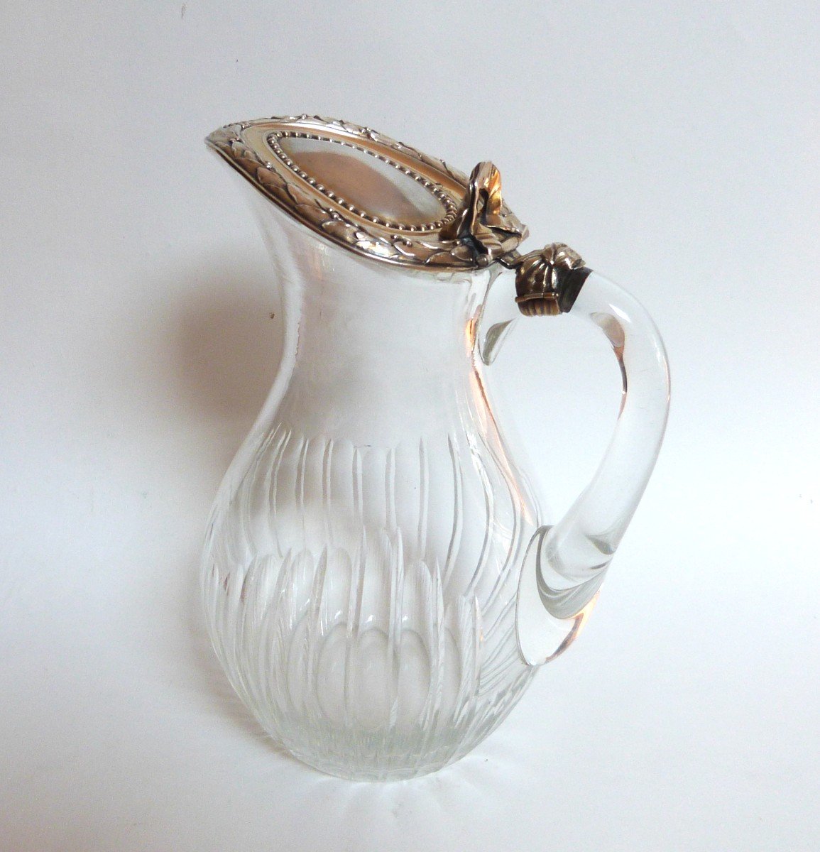 Risler & Carre Louis XVI Style Crystal And Sterling Silver Ewer-photo-4