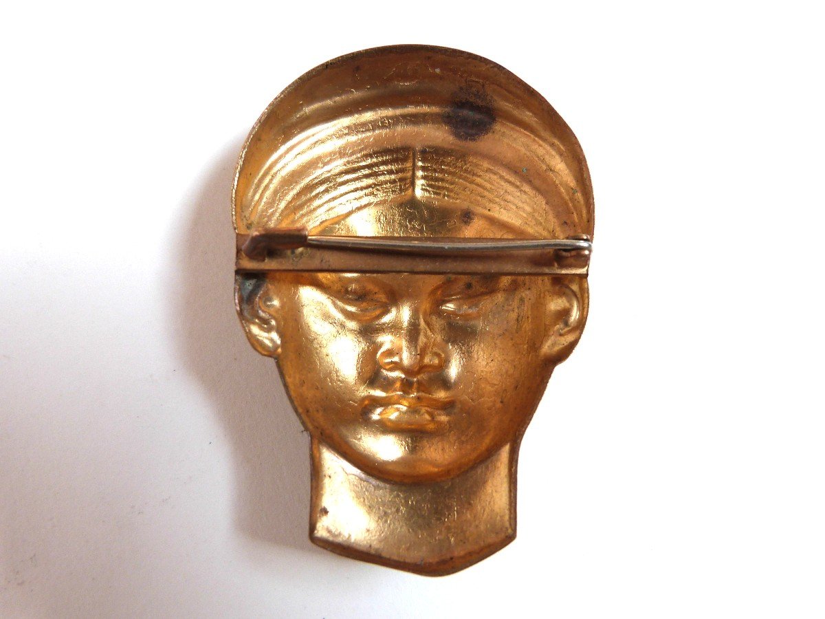 Emile Monier Art Deco Bronze Brooch Cambodian Woman's Head Colonial Exhibition 1931-photo-3